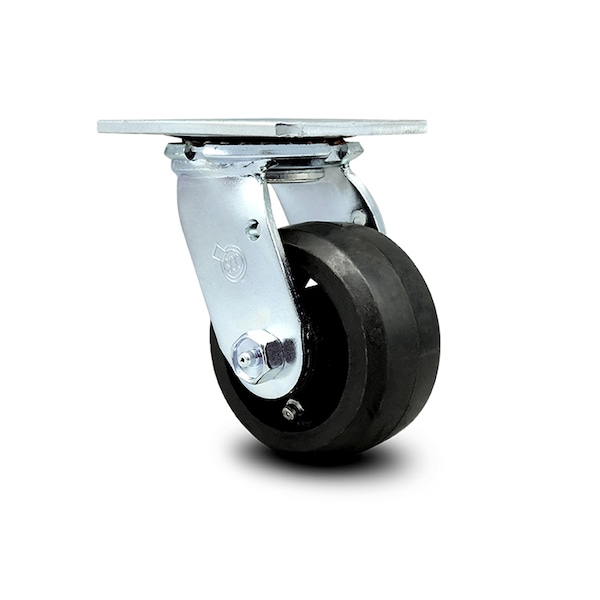 4 Inch Rubber on Steel Swivel Caster with Ball Bearing and Swivel Lock SCC